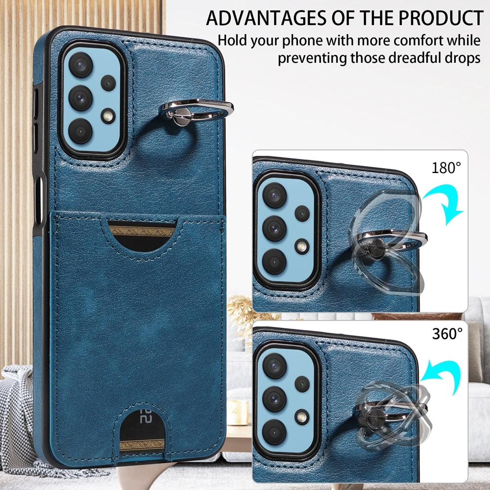 Samsung Galaxy A32 5G Calf Texture Phone Case with Card Slot & Ring Holder - Durable & Stylish Protection