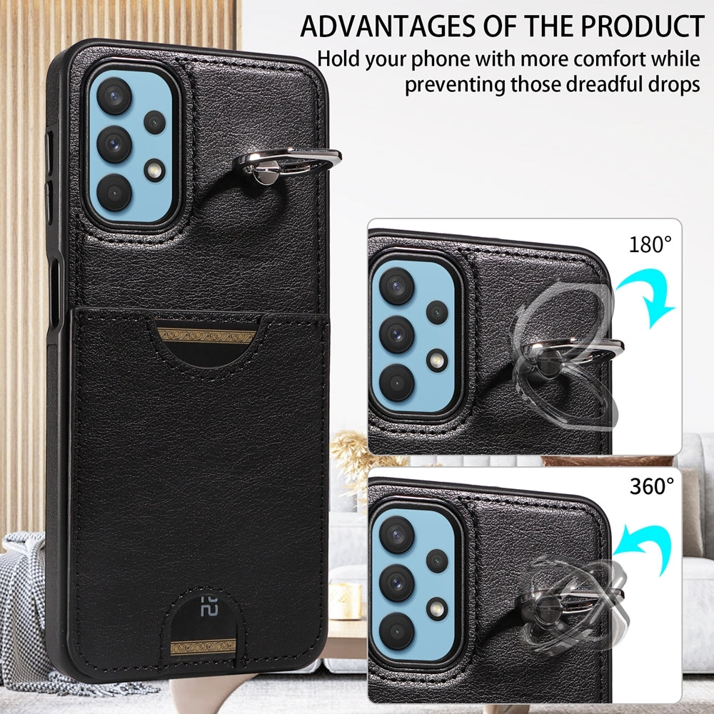 Samsung Galaxy A32 5G Calf Texture Phone Case with Card Slot & Ring Holder - Durable & Stylish Protection