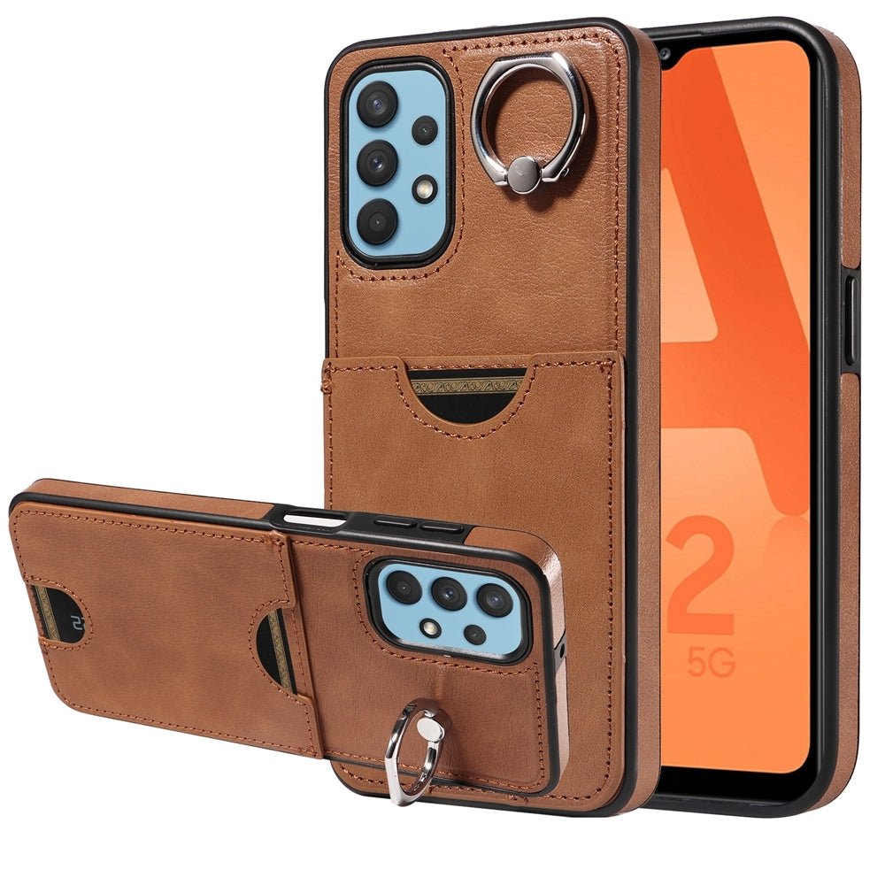 Samsung Galaxy A32 5G Calf Texture Phone Case with Card Slot & Ring Holder - Durable & Stylish Protection