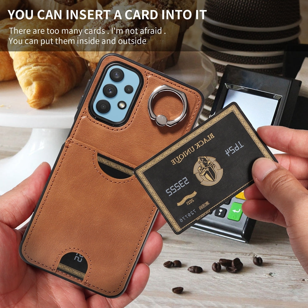 Samsung Galaxy A32 5G Calf Texture Phone Case with Card Slot & Ring Holder - Durable & Stylish Protection