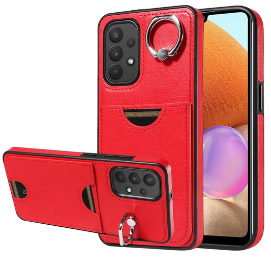 Samsung Galaxy A32 4G Calf Texture Phone Case with Card Slot & Ring Holder - Durable & Stylish Protection