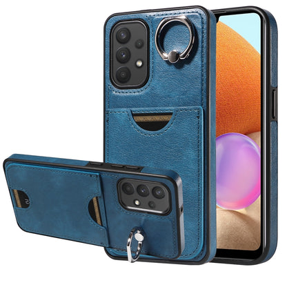 Samsung Galaxy A32 4G Calf Texture Phone Case with Card Slot & Ring Holder - Durable & Stylish Protection