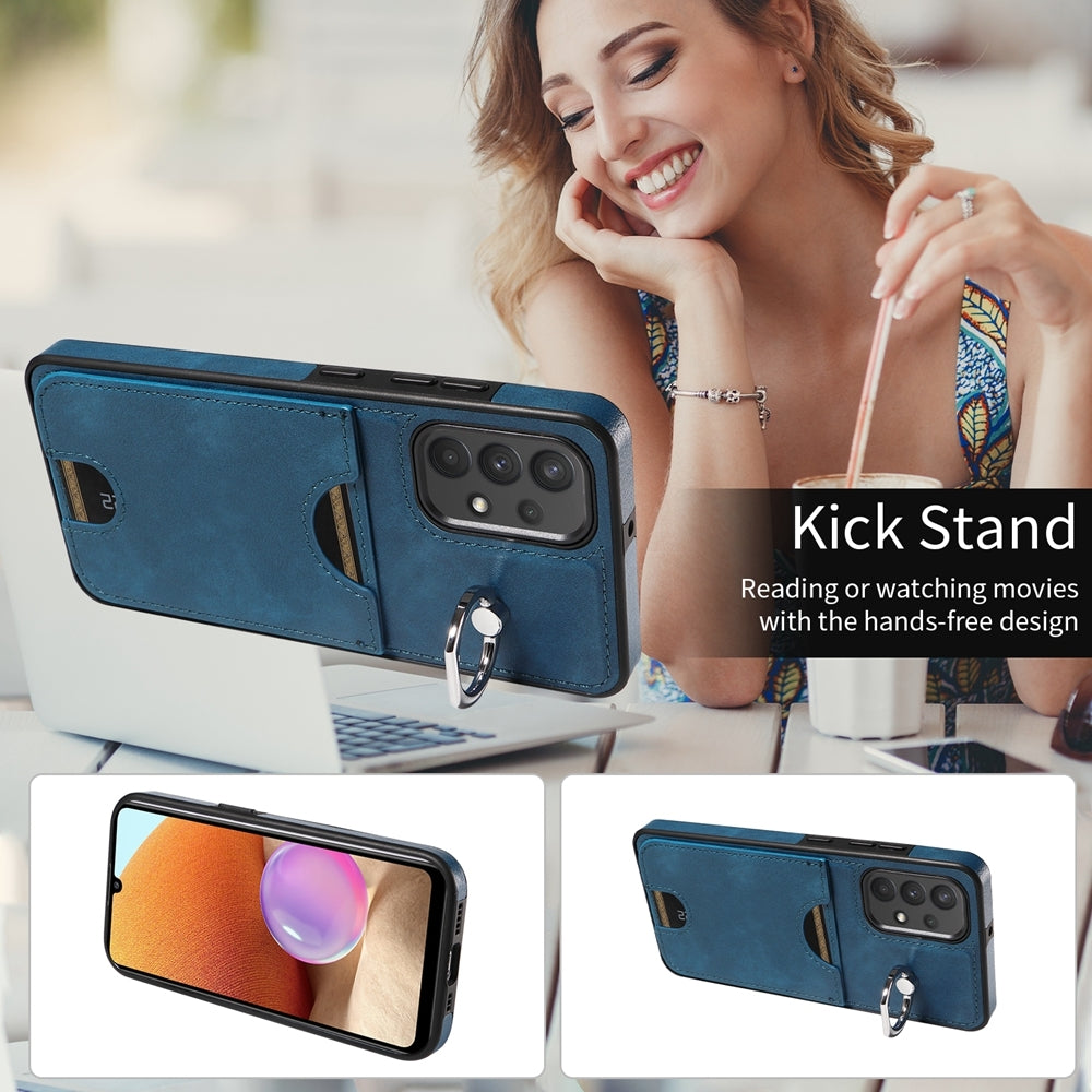 Samsung Galaxy A32 4G Calf Texture Phone Case with Card Slot & Ring Holder - Durable & Stylish Protection