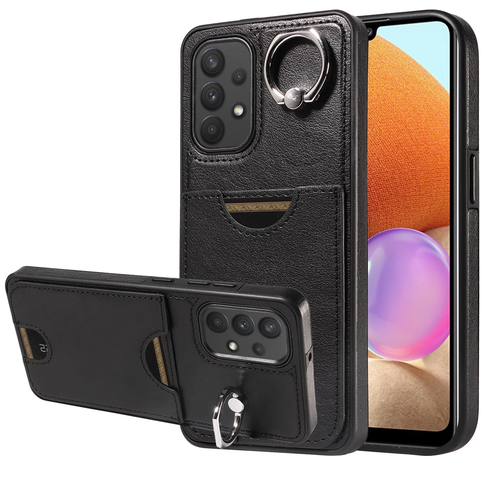 Samsung Galaxy A32 4G Calf Texture Phone Case with Card Slot & Ring Holder - Durable & Stylish Protection
