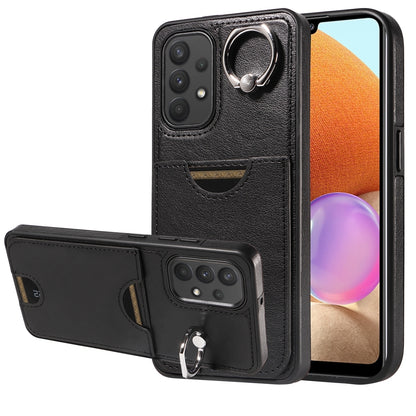 Samsung Galaxy A32 4G Calf Texture Phone Case with Card Slot & Ring Holder - Durable & Stylish Protection