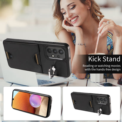 Samsung Galaxy A32 4G Calf Texture Phone Case with Card Slot & Ring Holder - Durable & Stylish Protection