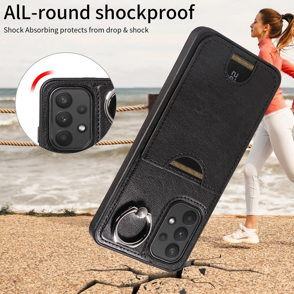 Samsung Galaxy A32 4G Calf Texture Phone Case with Card Slot & Ring Holder - Durable & Stylish Protection