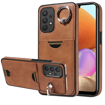Samsung Galaxy A32 4G Calf Texture Phone Case with Card Slot & Ring Holder - Durable & Stylish Protection