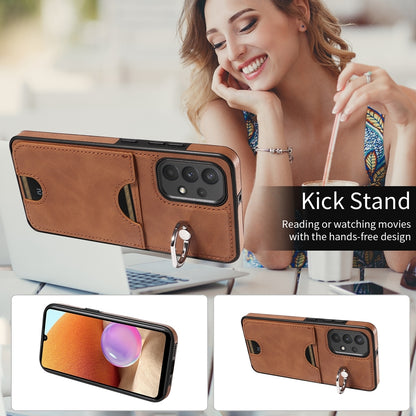 Samsung Galaxy A32 4G Calf Texture Phone Case with Card Slot & Ring Holder - Durable & Stylish Protection
