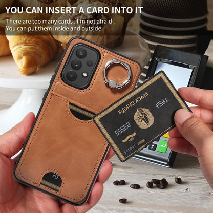 Samsung Galaxy A32 4G Calf Texture Phone Case with Card Slot & Ring Holder - Durable & Stylish Protection