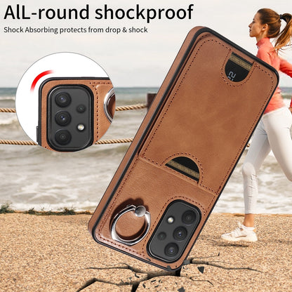 Samsung Galaxy A32 4G Calf Texture Phone Case with Card Slot & Ring Holder - Durable & Stylish Protection