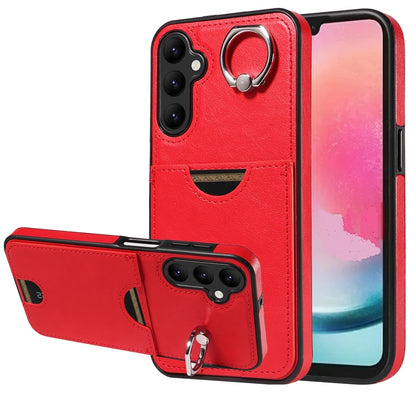 Samsung Galaxy A24 4G Calf Texture Phone Case with Card Slot & Ring Holder - Durable & Stylish Protection