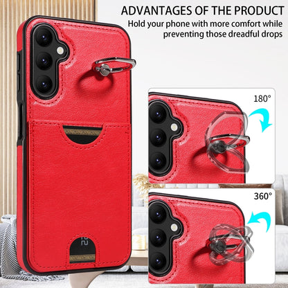 Samsung Galaxy A24 4G Calf Texture Phone Case with Card Slot & Ring Holder - Durable & Stylish Protection