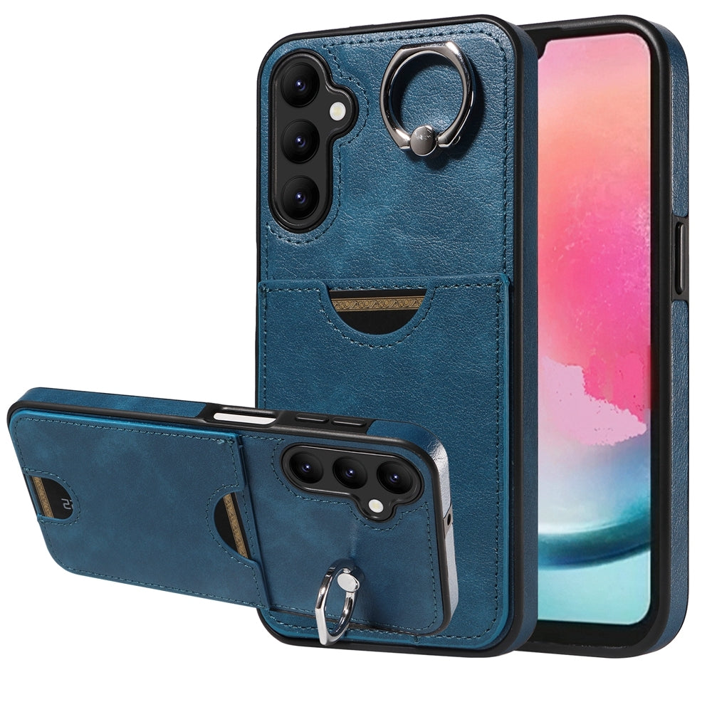 Samsung Galaxy A24 4G Calf Texture Phone Case with Card Slot & Ring Holder - Durable & Stylish Protection