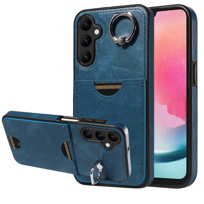 Samsung Galaxy A24 4G Calf Texture Phone Case with Card Slot & Ring Holder - Durable & Stylish Protection