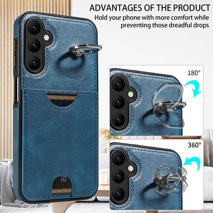Samsung Galaxy A24 4G Calf Texture Phone Case with Card Slot & Ring Holder - Durable & Stylish Protection