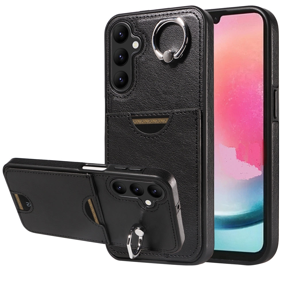 Samsung Galaxy A24 4G Calf Texture Phone Case with Card Slot & Ring Holder - Durable & Stylish Protection