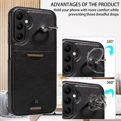 Samsung Galaxy A24 4G Calf Texture Phone Case with Card Slot & Ring Holder - Durable & Stylish Protection