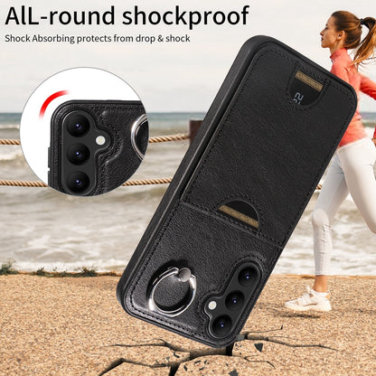 Samsung Galaxy A24 4G Calf Texture Phone Case with Card Slot & Ring Holder - Durable & Stylish Protection