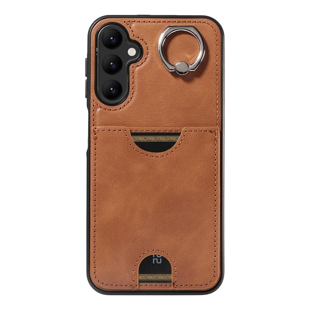 Samsung Galaxy A24 4G Calf Texture Phone Case with Card Slot & Ring Holder - Durable & Stylish Protection