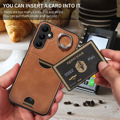 Samsung Galaxy A24 4G Calf Texture Phone Case with Card Slot & Ring Holder - Durable & Stylish Protection