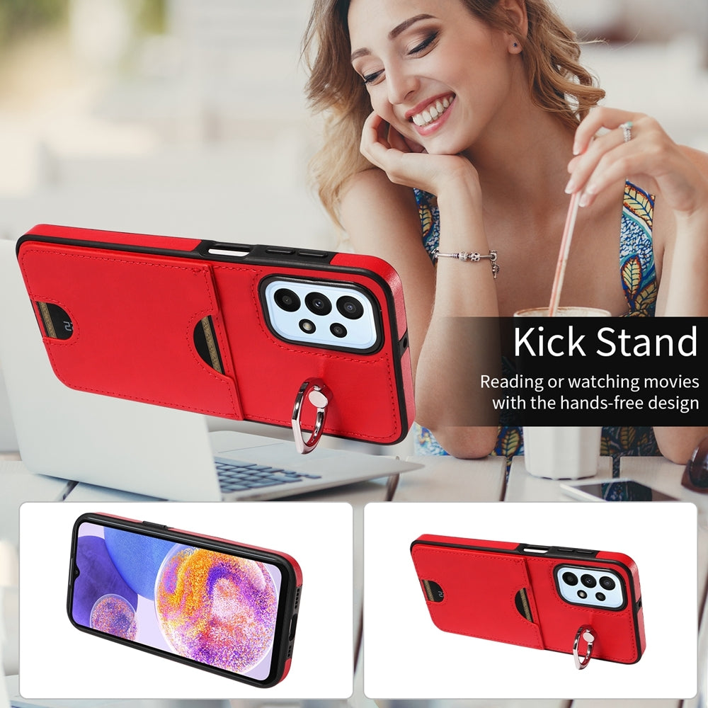 Samsung Galaxy A23 Calf Texture Phone Case with Card Slot & Ring Holder - Durable & Stylish Protection