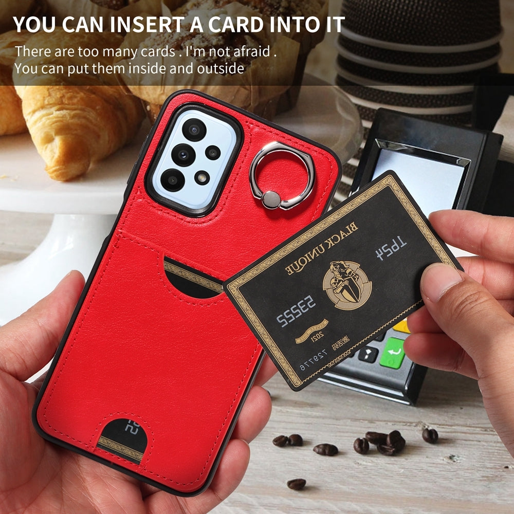 Samsung Galaxy A23 Calf Texture Phone Case with Card Slot & Ring Holder - Durable & Stylish Protection