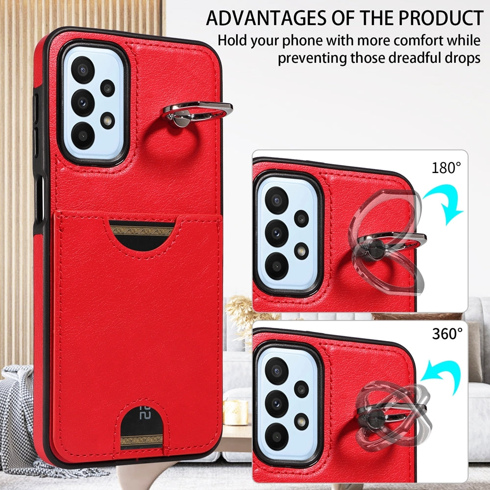 Samsung Galaxy A23 Calf Texture Phone Case with Card Slot & Ring Holder - Durable & Stylish Protection
