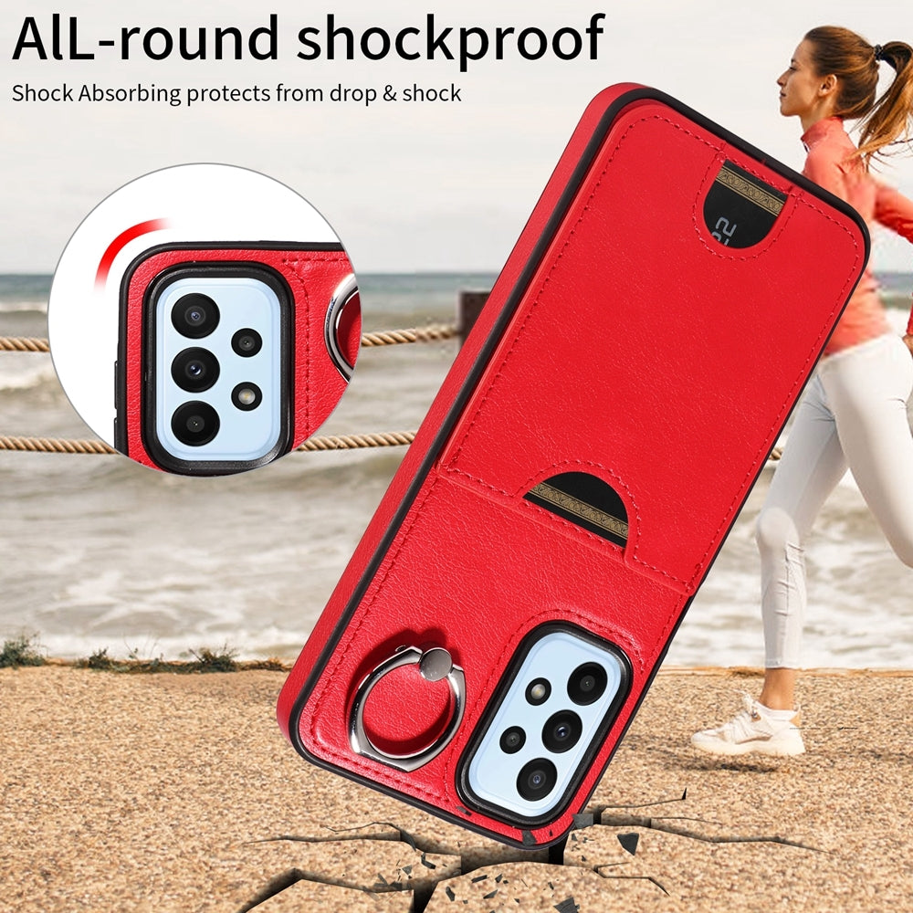 Samsung Galaxy A23 Calf Texture Phone Case with Card Slot & Ring Holder - Durable & Stylish Protection