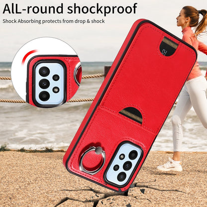 Samsung Galaxy A23 Calf Texture Phone Case with Card Slot & Ring Holder - Durable & Stylish Protection