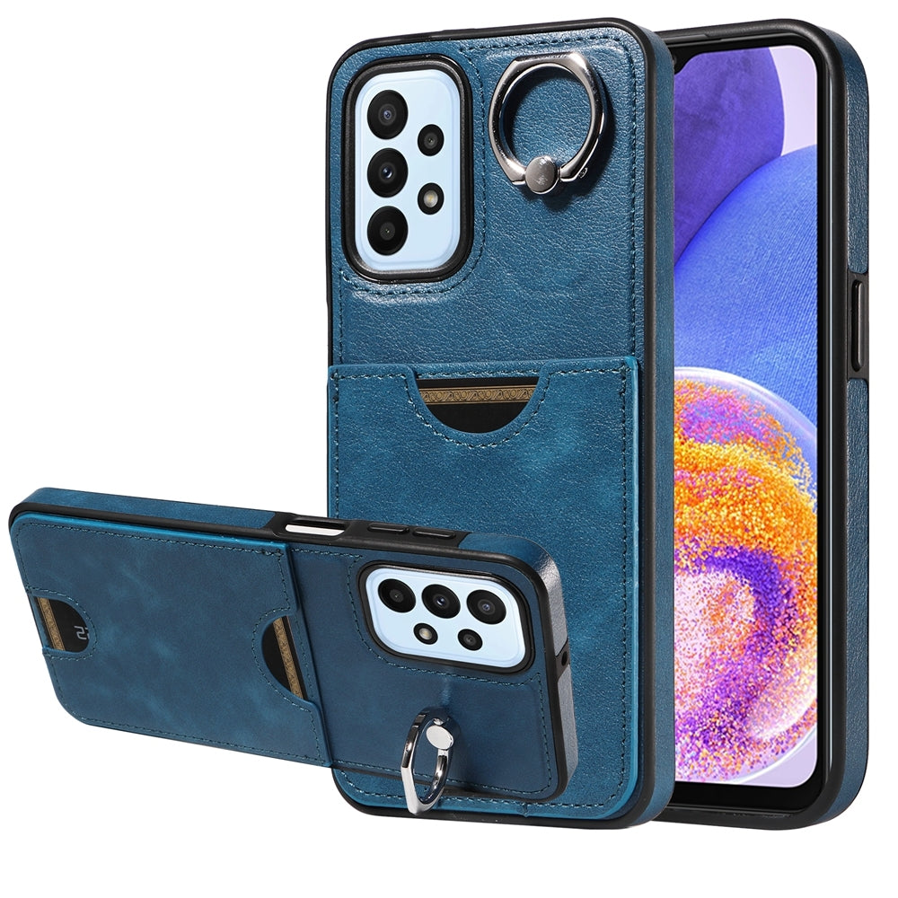 Samsung Galaxy A23 Calf Texture Phone Case with Card Slot & Ring Holder - Durable & Stylish Protection