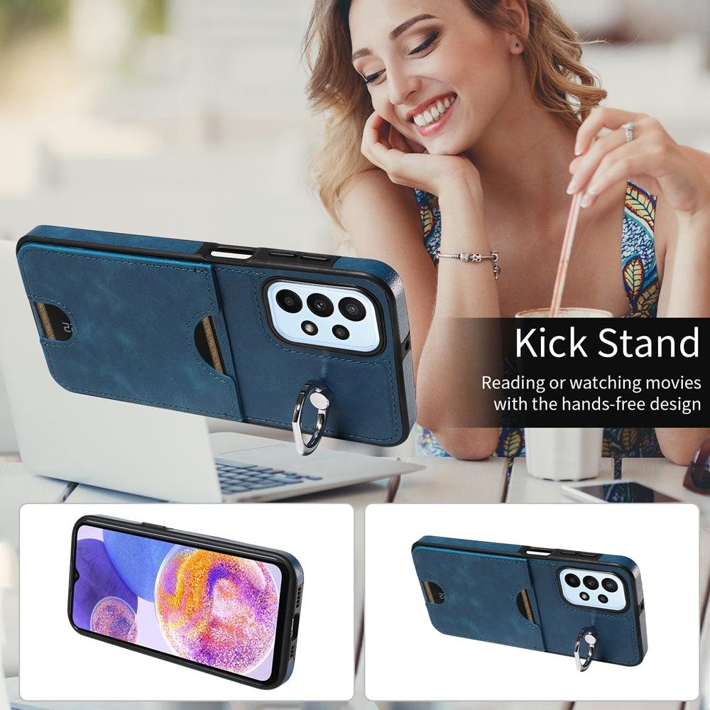 Samsung Galaxy A23 Calf Texture Phone Case with Card Slot & Ring Holder - Durable & Stylish Protection