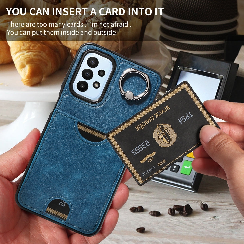Samsung Galaxy A23 Calf Texture Phone Case with Card Slot & Ring Holder - Durable & Stylish Protection