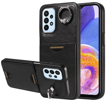 Samsung Galaxy A23 Calf Texture Phone Case with Card Slot & Ring Holder - Durable & Stylish Protection