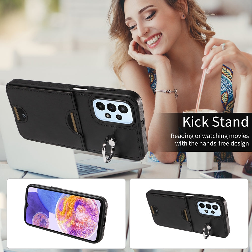 Samsung Galaxy A23 Calf Texture Phone Case with Card Slot & Ring Holder - Durable & Stylish Protection