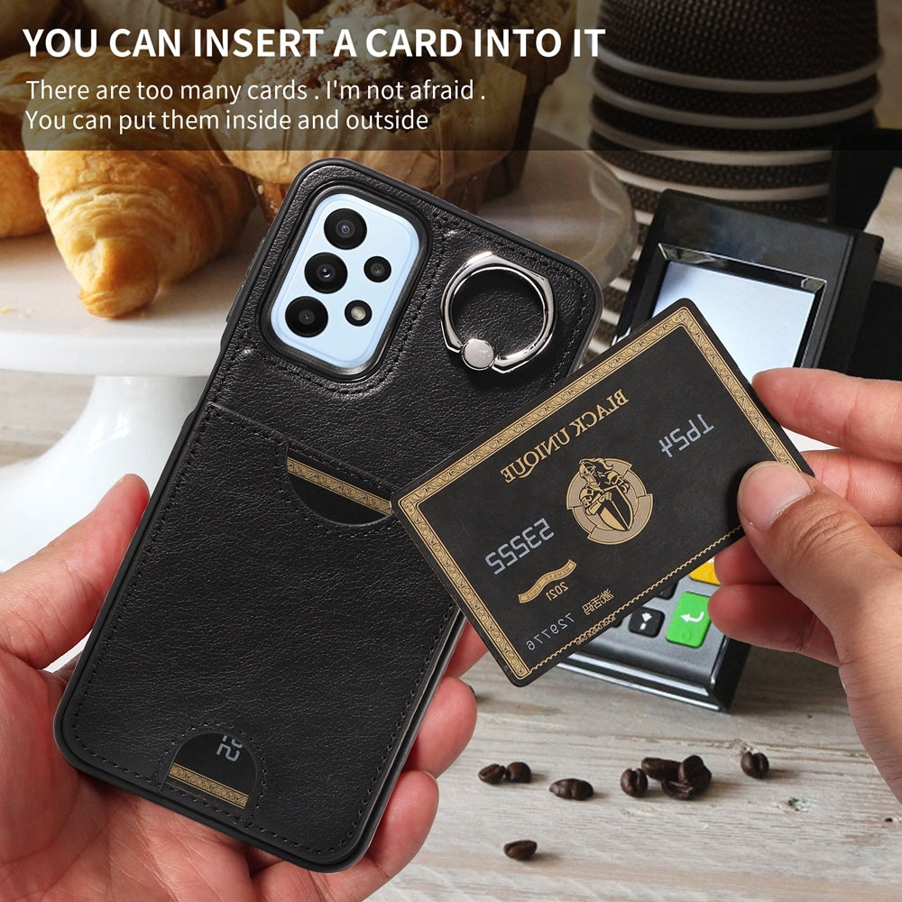 Samsung Galaxy A23 Calf Texture Phone Case with Card Slot & Ring Holder - Durable & Stylish Protection