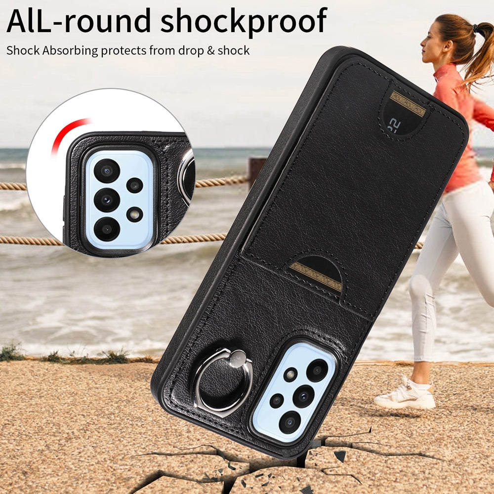 Samsung Galaxy A23 Calf Texture Phone Case with Card Slot & Ring Holder - Durable & Stylish Protection