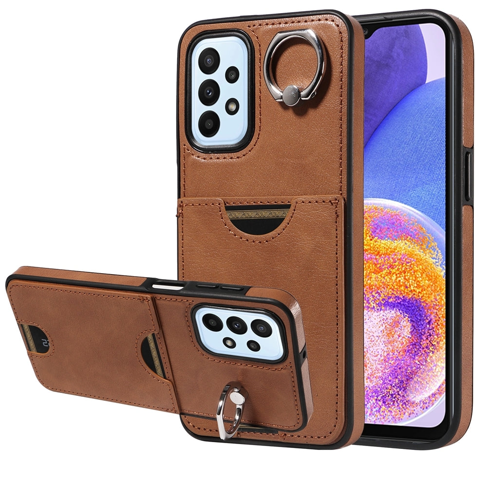 Samsung Galaxy A23 Calf Texture Phone Case with Card Slot & Ring Holder - Durable & Stylish Protection