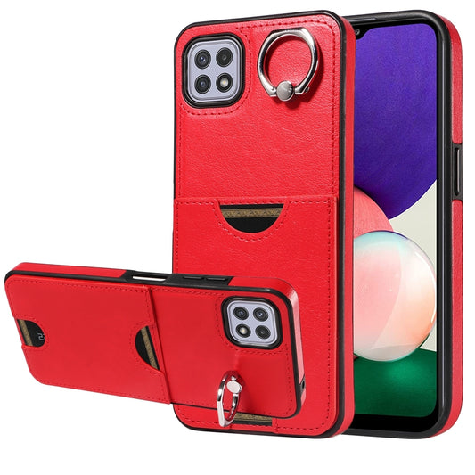 Samsung Galaxy A22 5G Calf Texture Phone Case with Card Slot & Ring Holder - Durable & Stylish Protection