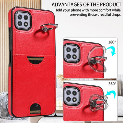 Samsung Galaxy A22 5G Calf Texture Phone Case with Card Slot & Ring Holder - Durable & Stylish Protection