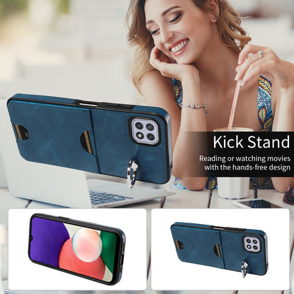 Samsung Galaxy A22 5G Calf Texture Phone Case with Card Slot & Ring Holder - Durable & Stylish Protection