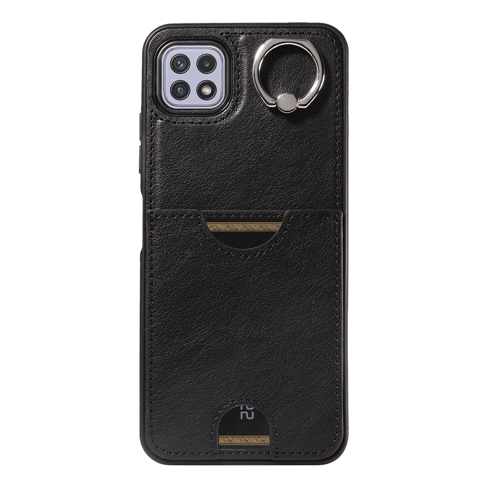 Samsung Galaxy A22 5G Calf Texture Phone Case with Card Slot & Ring Holder - Durable & Stylish Protection