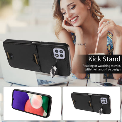 Samsung Galaxy A22 5G Calf Texture Phone Case with Card Slot & Ring Holder - Durable & Stylish Protection