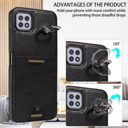 Samsung Galaxy A22 5G Calf Texture Phone Case with Card Slot & Ring Holder - Durable & Stylish Protection