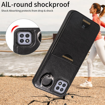 Samsung Galaxy A22 5G Calf Texture Phone Case with Card Slot & Ring Holder - Durable & Stylish Protection