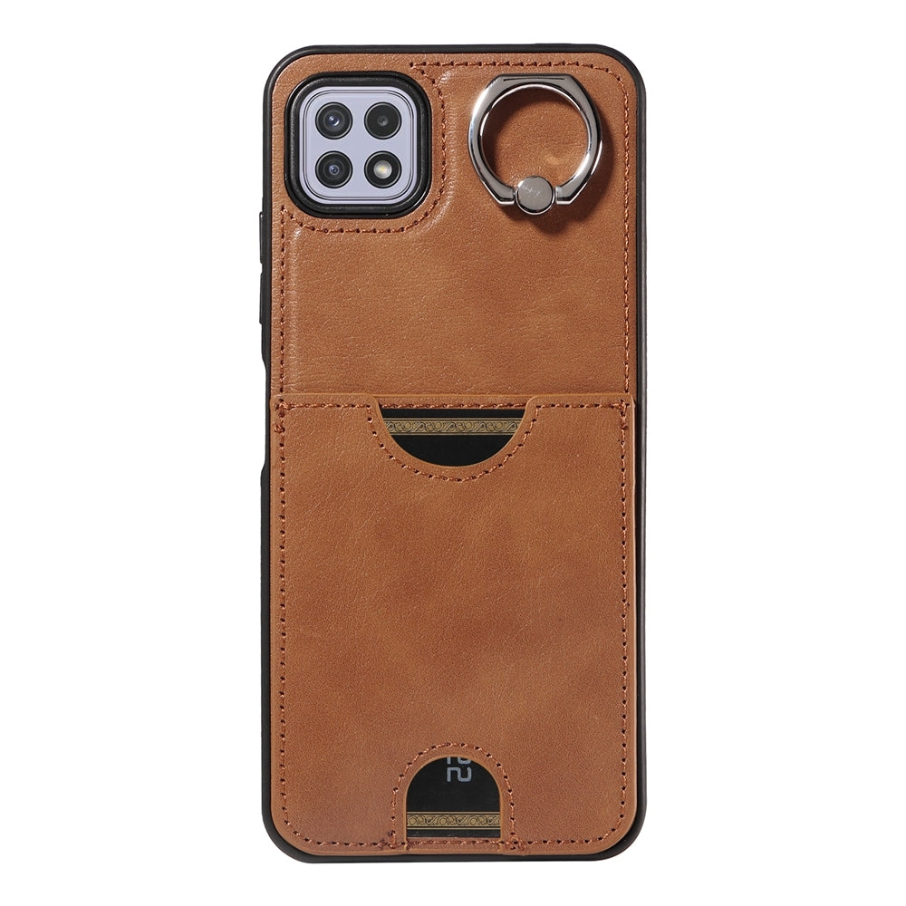 Samsung Galaxy A22 5G Calf Texture Phone Case with Card Slot & Ring Holder - Durable & Stylish Protection