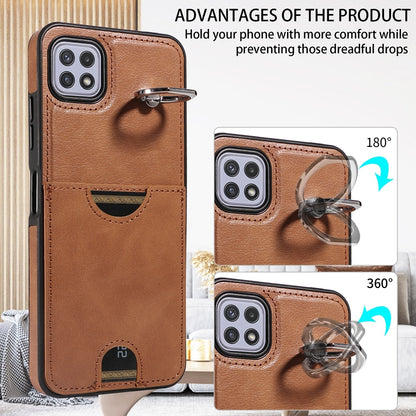 Samsung Galaxy A22 5G Calf Texture Phone Case with Card Slot & Ring Holder - Durable & Stylish Protection