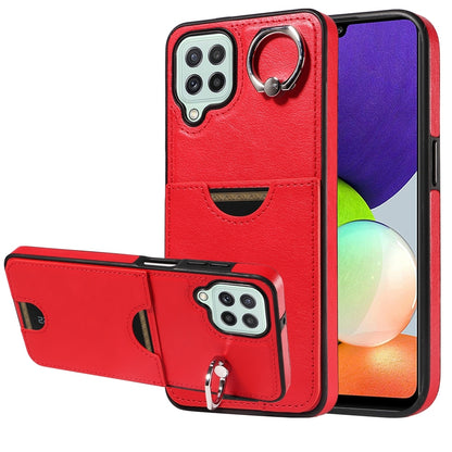 Samsung Galaxy A22 4G Calf Texture Phone Case with Card Slot & Ring Holder - Durable & Stylish Protection