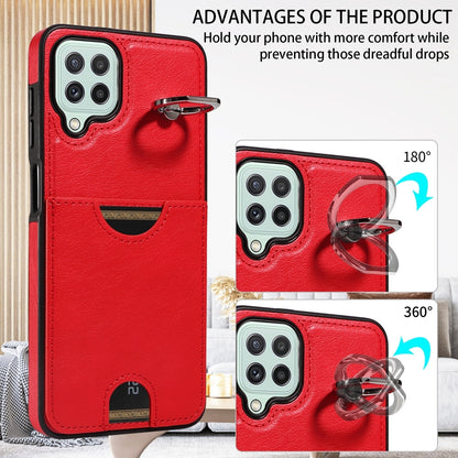 Samsung Galaxy A22 4G Calf Texture Phone Case with Card Slot & Ring Holder - Durable & Stylish Protection