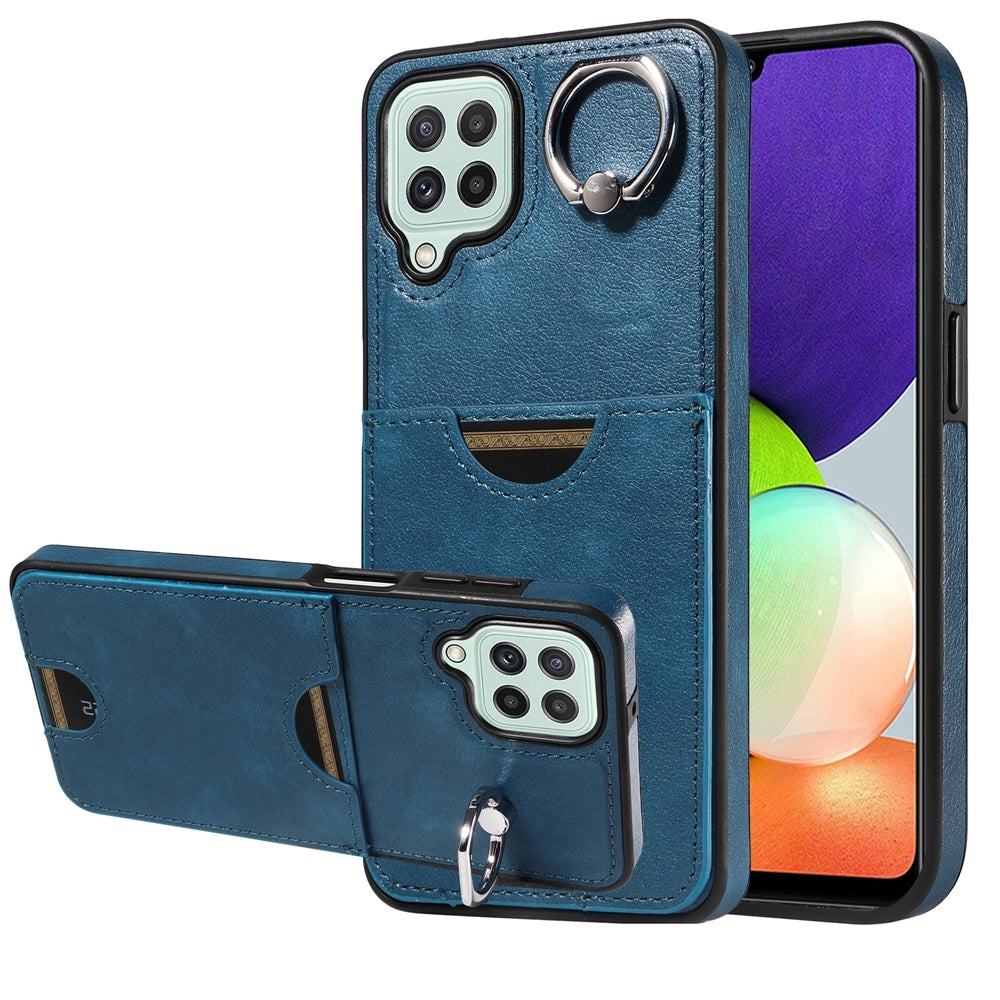 Samsung Galaxy A22 4G Calf Texture Phone Case with Card Slot & Ring Holder - Durable & Stylish Protection